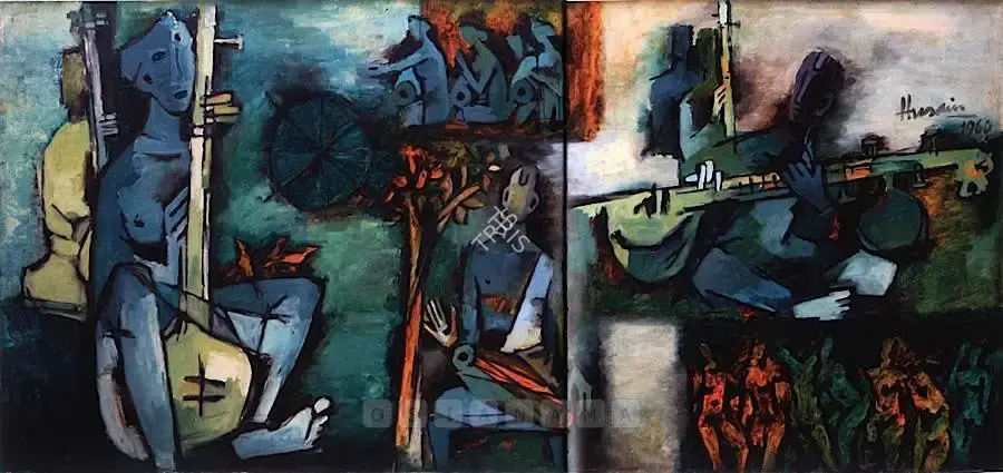 Husain, M.F. (Artist). Ragamala Series. Oil on canvas, 1960 | Painting | FineArts | 00576726