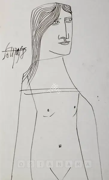 Souza, F.N. (Artist). Standing Female Nude, 1958 | Drawing