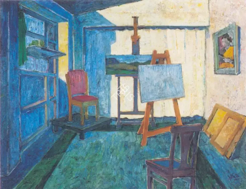 Satwalekar, Madhav (Artist). The Artist Studio. Oil on canvas, 1968 | Painting | FineArts | 00373714