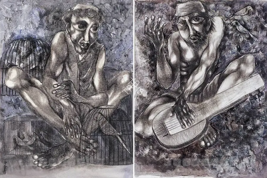Sanyal, Gopal (Artist). Untitled. Acrylic and charcoal on paper, 1994 | Painting | FineArts | 00599898