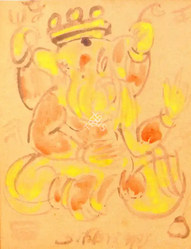 Tagore, Abanindranath (Artist). Ganesha. Gouache on brown paper, n.d. | Painting | FineArts | 00373728