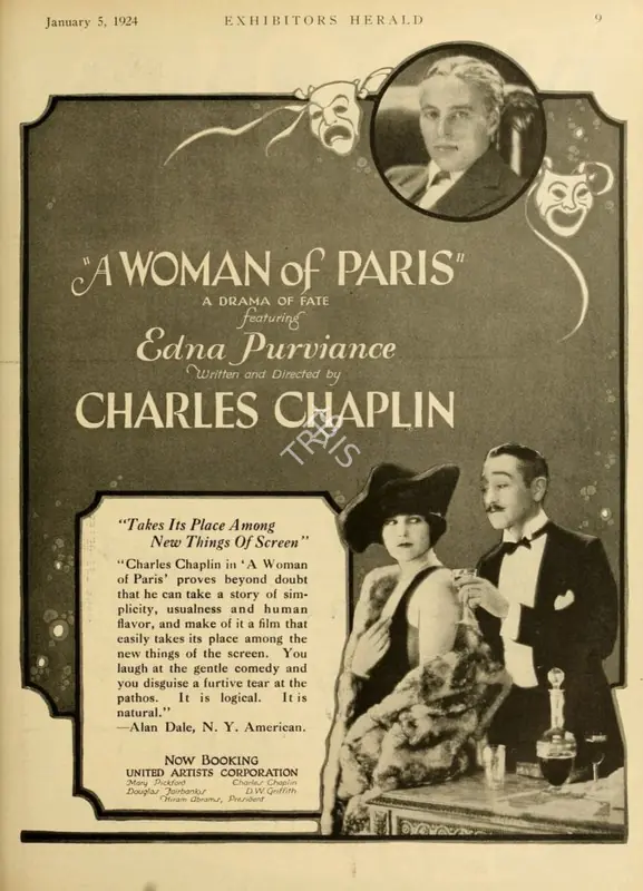 Chaplin, Charlie (Producer), A Woman of Paris, 1923 | Film Advertisement | CinemaEducation | 00794981
