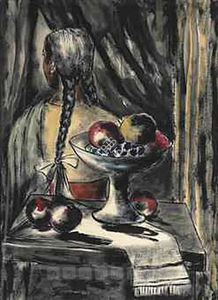 Ara, K.H. (Artist). Untitled (Girl With Braid), n.d. | Painting