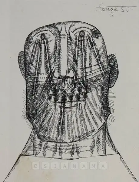 Souza, F.N. (Artist). Untitled (Head), 1955 | Drawing