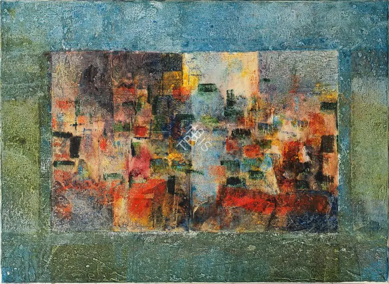 Bakre, S.K. (Artist). Untitled (Urban Landscape Scene), 1968 | Painting