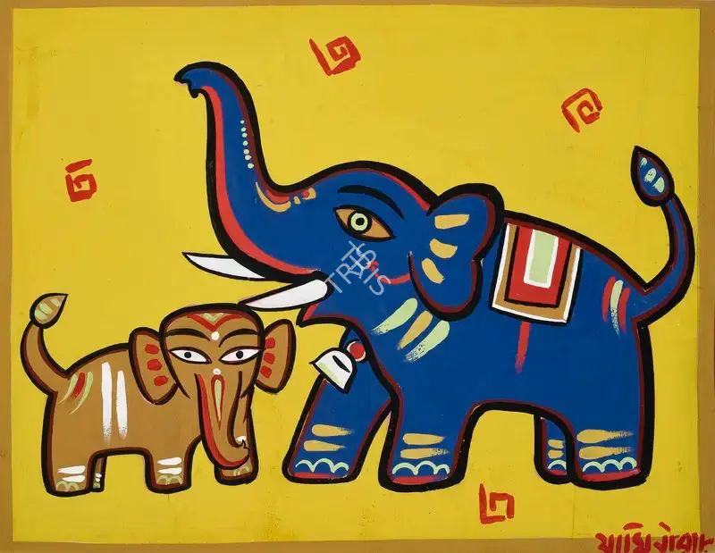 Roy, Jamini (Artist). Untitled (Elephants), n.d. | Painting