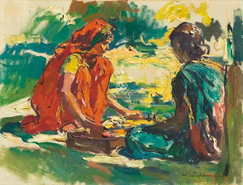 Langhammer, Walter (Artist). Untitled (Two Women), c.1940s | Painting