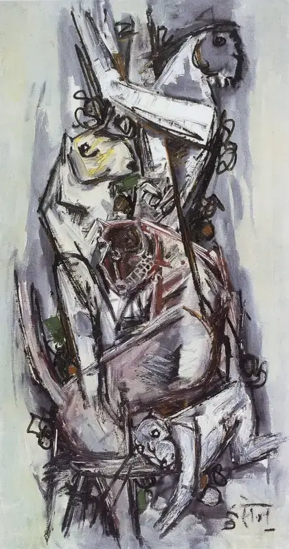 Husain, M.F. (Artist). Monkeys, 1964 | Painting