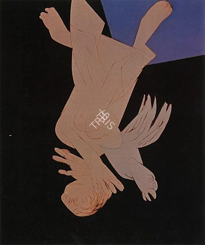 Mehta, Tyeb (Artist). Falling Figure With Bird. 1988 | Art Heritage 9, 1989-1990 | Painting | FineArts | 00530296
