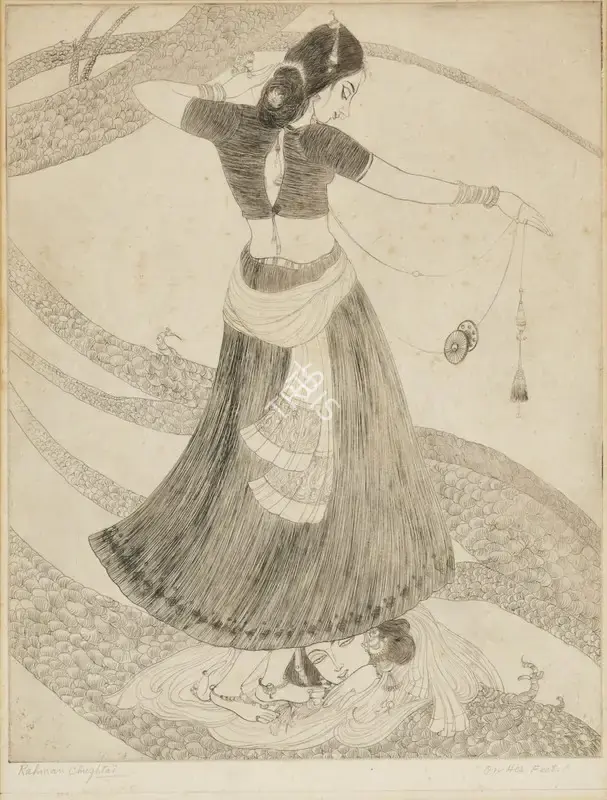 Chughtai, M.A.R. (Artist). On Her Feet, n.d. | Graphic Art
