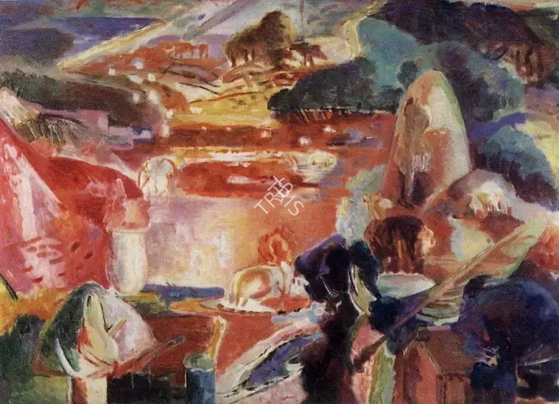 Vasudevan, Akkhitam (Artist). Lightning Land. Oil on canvas, 1992 | Painting | FineArts | 00371800
