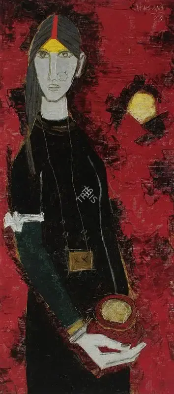 Husain, M.F. (Artist). Kashmiri Belle, 1956 | Painting