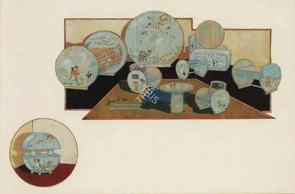 Husain, M.F. (Artist). Blue Nursery with Bambi. Watercolour on paper, 1946 | Painting | FineArts | 00644941