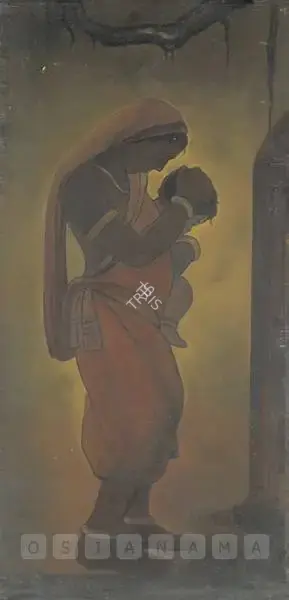 Roy, Jamini (Artist). Mother & Child. Oil on plywood, late 1920s | Painting | FineArts | 00597835