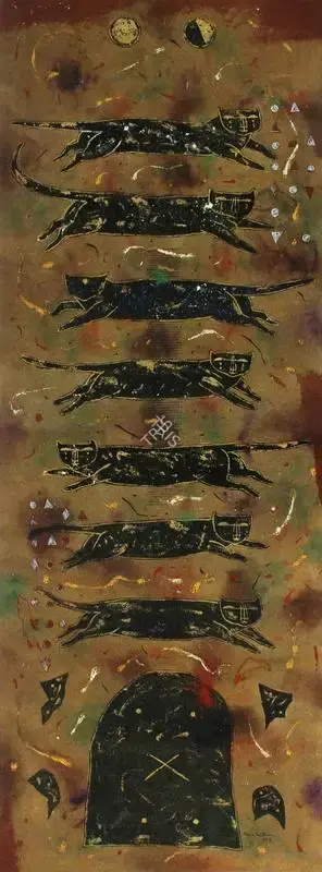 Parthan, Baiju (Artist). Out Of The Earth House. Mixed media on paper, 1993 | Painting | FineArts | 00599304