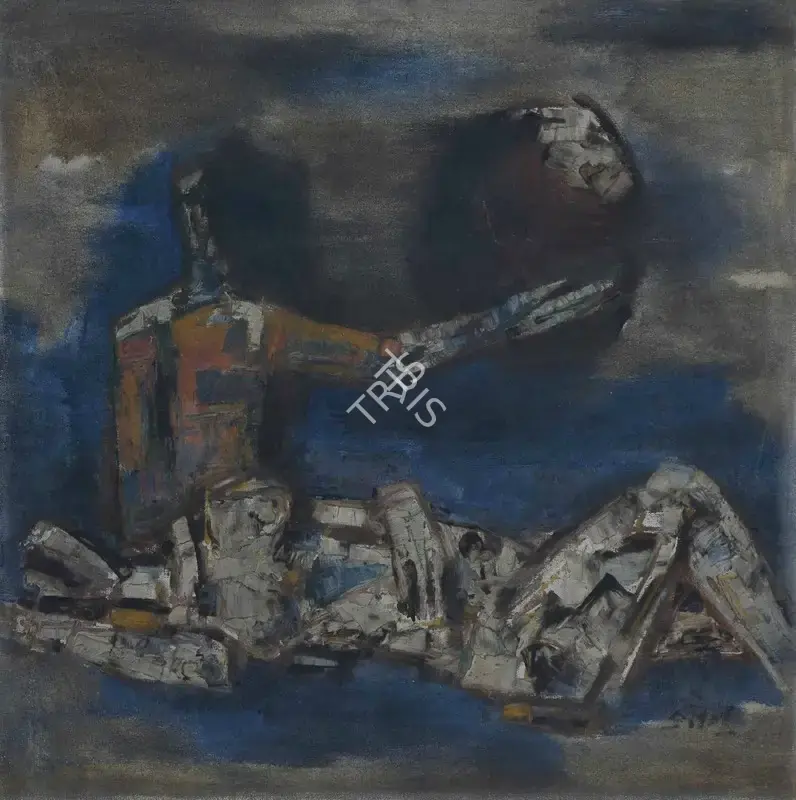 Husain, M.F. (Artist). Untitled (Couple under the Moon), c.1960s | Painting