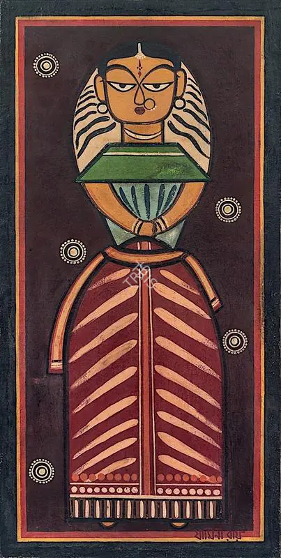 Roy, Jamini (Artist). Maiden. Tempera on cloth, early 1950s | Painting | FineArts | 00419523