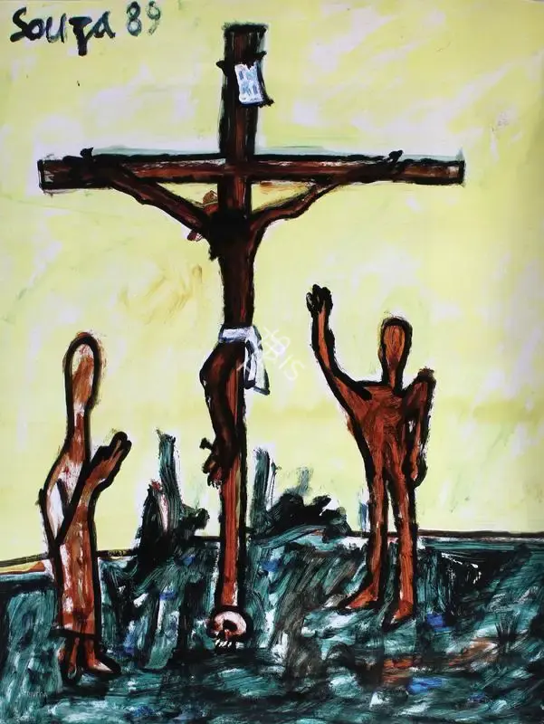 Souza, F.N. (Artist). Christ. Acrylic on canvas, 1989 | Painting | FineArts | 00897399