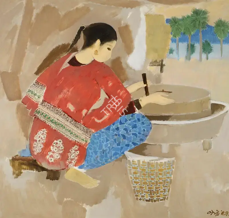 Bendre, N.S. (Artist). Untitled (Woman at Work), 1991 | Painting