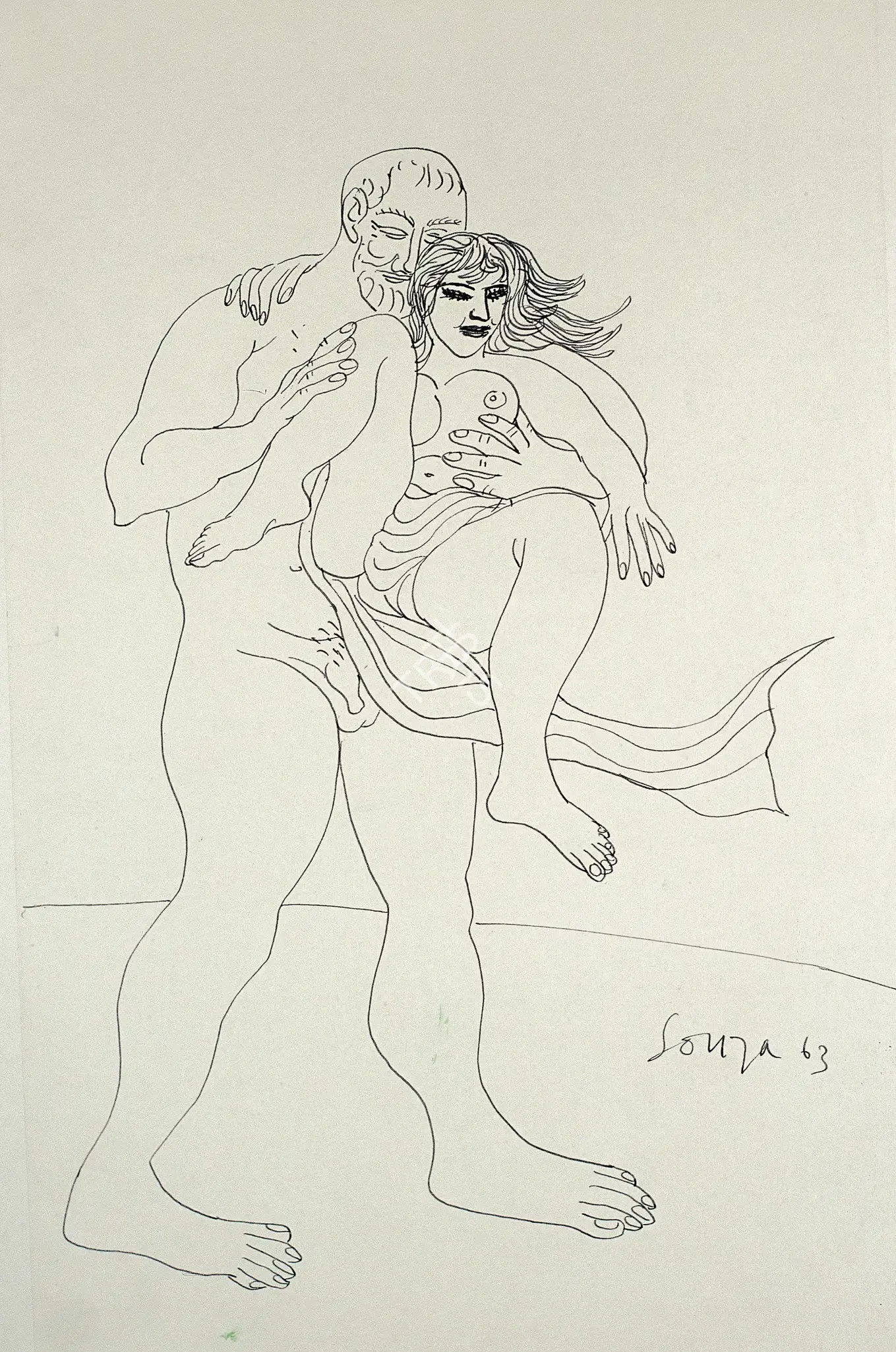 Souza, F.N. (Artist). Lovers, 1963 | Drawing