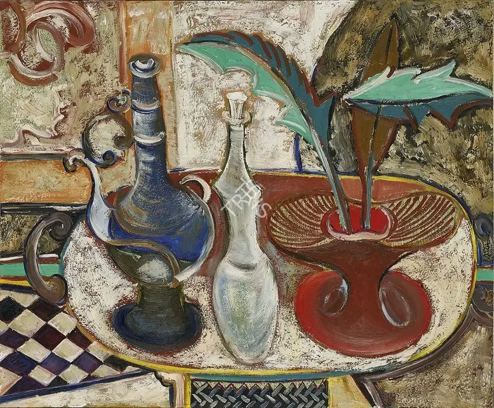 Bakre, S.K. (Artist). Untitled (Still - Life). Oil on masonite board, 1964 | Painting | FineArts | 00546782