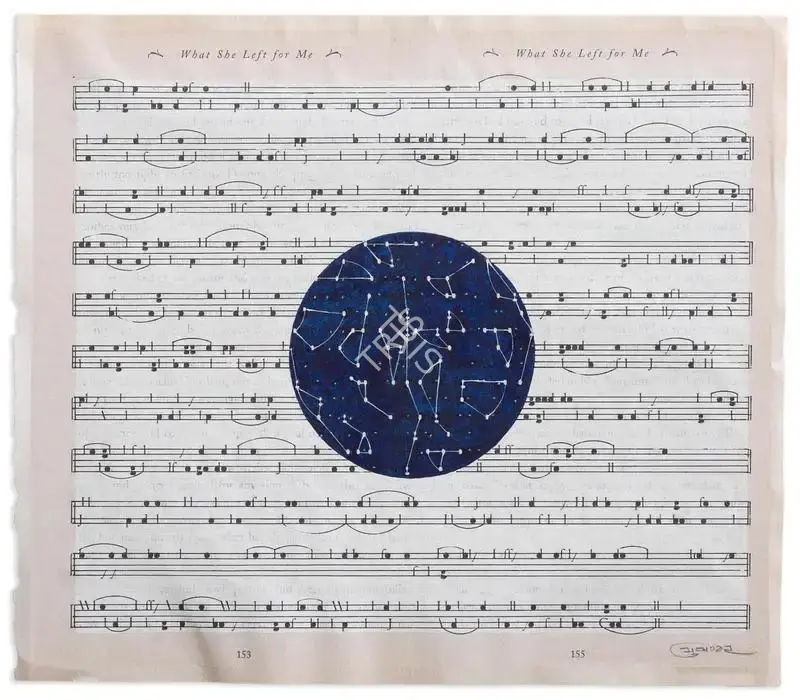 Maharjan, Youdhisthir (Artist). What she left for me. Ballpoint ink and acrylic on reclaimed book pages pasted on mount board, 2020 | Painting | FineArts | 00546412