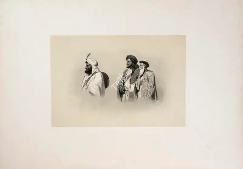 Hardinge, J.D. (Lithographer). The Sheikh Imam-ud-din, Runjur Sing and Dewan Dina Nath. Print on paper, circa 1847 | Lithograph, Recollections of India, 1847 | ArcHeritage | 00156337