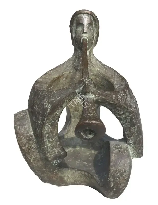 Chakraborty, Debabrata (Artist). Flute Player. Bronze sculpture, n.d. | Sculpture | EconomicsArt | 00872284