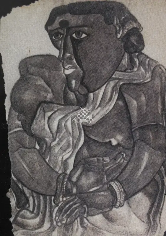 Vaikuntam, Thota (Artist). Mother and Child, n.d. | Drawing