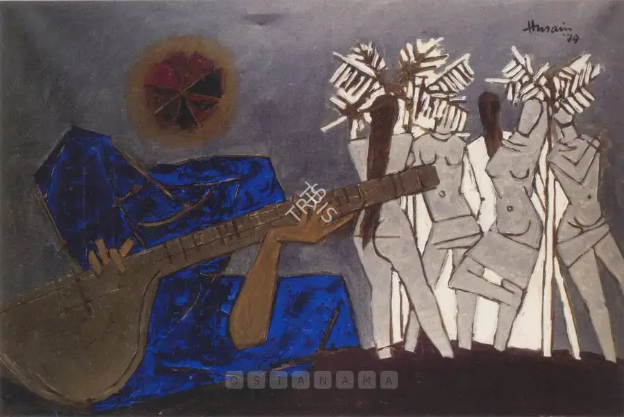 Husain, M.F. (Artist). Sitar Player, 1979 | Painting
