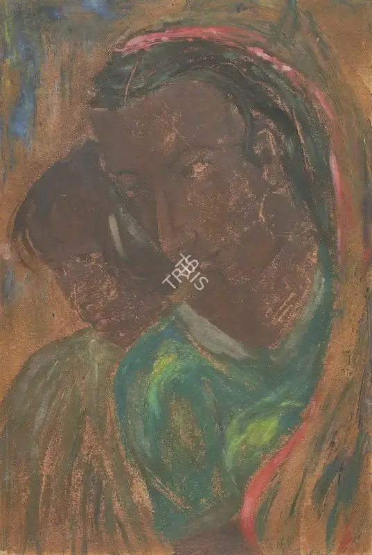Ramkumar (Artist). Mother and Child. Gouache on paper, 1950 | Painting | EconomicsArt | 00872509