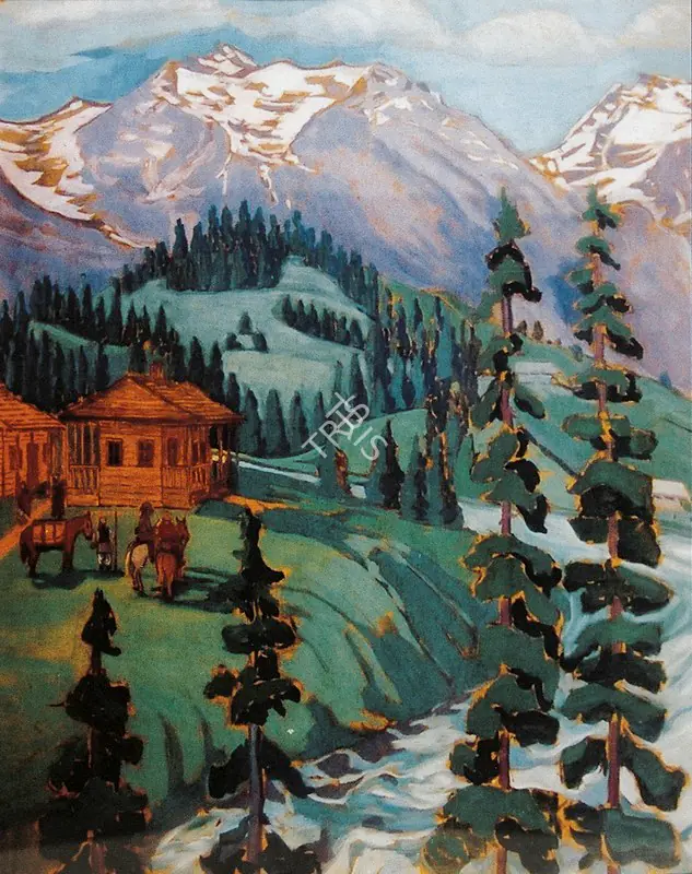 Brunner, Sass Elizabeth (Artist). View of Lidder Valley, Kashmir, 1940 | Painting