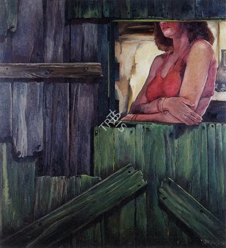 Bhattacharjee, Bikash (Artist). Lady in Red, 1989 | Painting