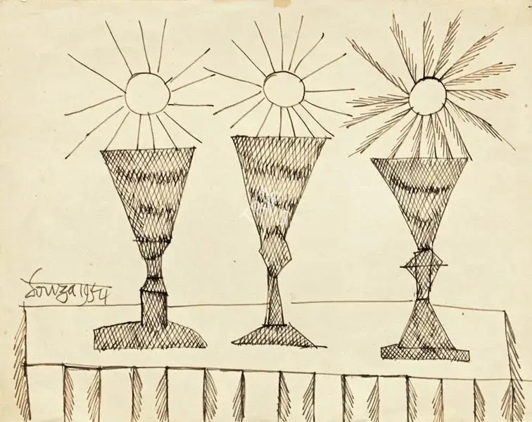 Souza, F.N. (Artist). Untitled (Still Life). Ink on paper, 1954 | Drawing | FineArts | 00341745