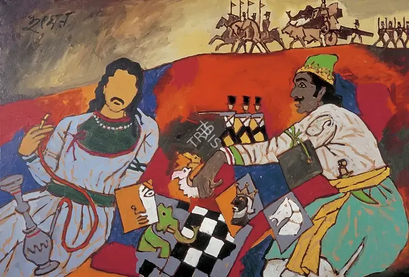 Husain, M.F. (Artist). Shatranj Ke Khilari (The Chess Players), c.1991 | Painting