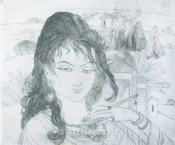 Chughtai, M.A.R. (Artist). Sunder. Aquatint on paper, n.d. | Graphic Art  | 00878089