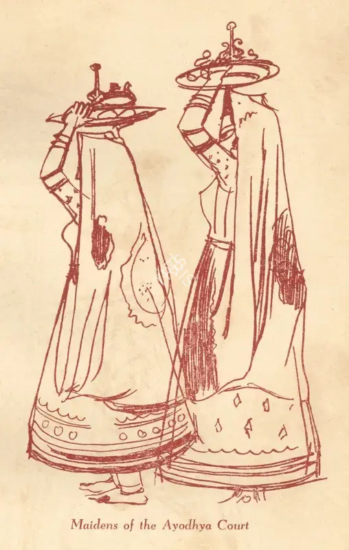 Chavda, Shiavax (Artist). Maidens of the Ayodhya Court, n.d. | Drawing