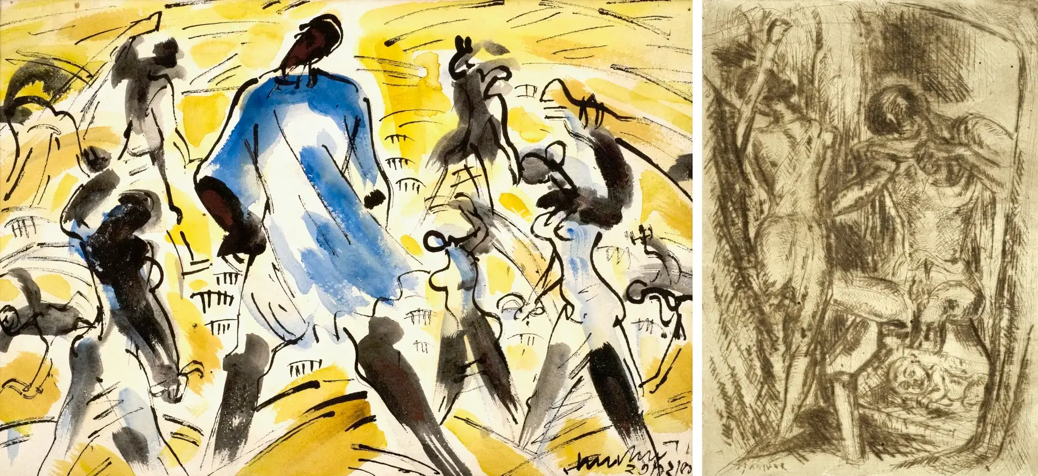 Baij, Ramkinkar (Artist). Women At Work, 1951 | Painting