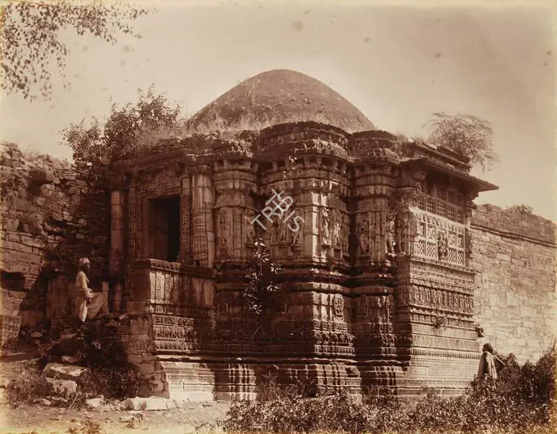Dayal, Lala Deen (Photographer). Sanga Chaori temple in Chittore fort - From the album 'Views in Meywar' By Lala Deen Dayal Indore. Albumen print pasted on mount, c.1890 | Antiquarian Photograph | Photography | 00115165