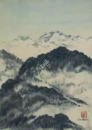 Dugar, Indra (Artist). Mist and Mountains. Ink and wash on handmade paper, 1961 | Painting | FineArts | 00642332