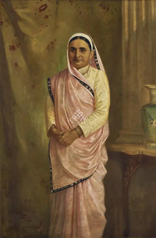 Varma, Raja Ravi (Artist). Bai Sunabai Temuljee Nariman. Oil on canvas, 1896 | Painting | FineArts | 00343036