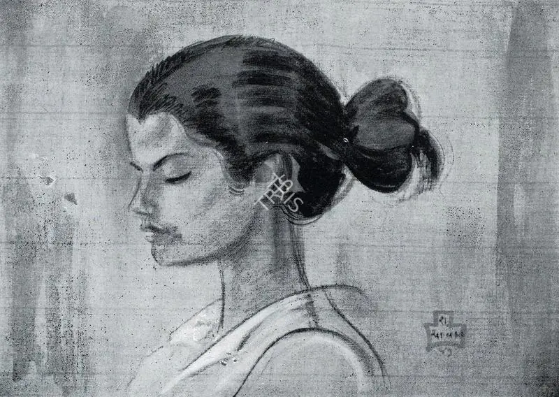 Chavda, Shiavax (Artist). Head Study. Water-colour and chalk, 1947 | Marg, July 1947 | Painting | FineArts | 00673745