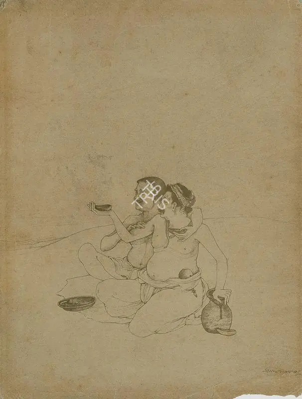 Bose, Nandalal (Artist). Jagai Madhai, c.1906-1907 | Drawing