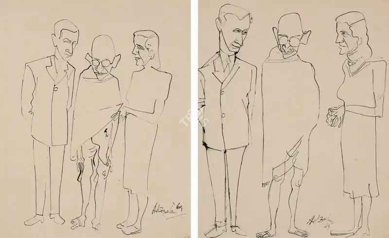 Adimoolam, K.M. (Artist). Untitled. Pen and ink on paper, 1969 | Painting | FineArts | 00416112
