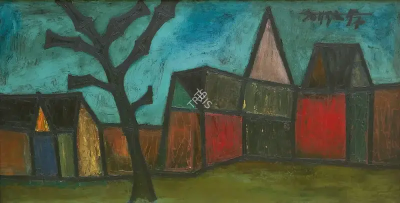 Souza, F.N. (Artist). Row of Houses, 1957 | Painting