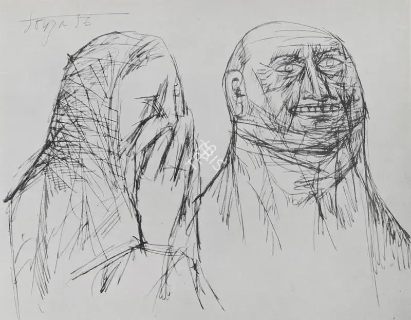 Souza, F.N. (Artist). Grief and Laughter, 1956 | Drawing