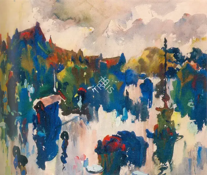Raza, S.H. (Artist). At Flora Fountain, Mumbai, n.d. | Painting