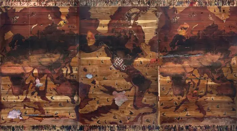 Kunhan, Saju (Artist). History Always Repeats. Mixed media on wood, 2016 | Painting | FineArts | 00337037