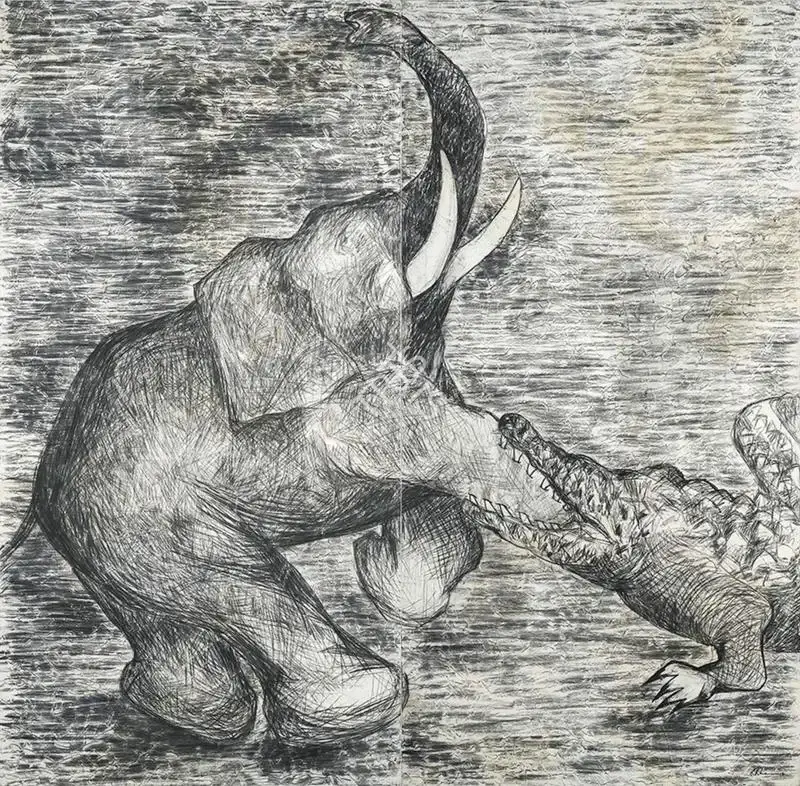 Khanna, Krishen (Artist). Gaja Moksha, n.d. | Painting