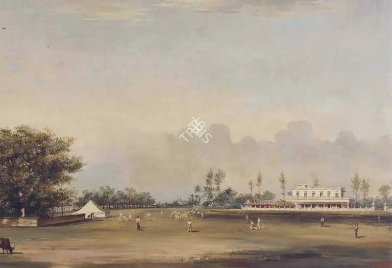 Daniell, Thomas (Artist). Cricket Match in India. Oil on canvas, 1792 | Painting  | 00868888
